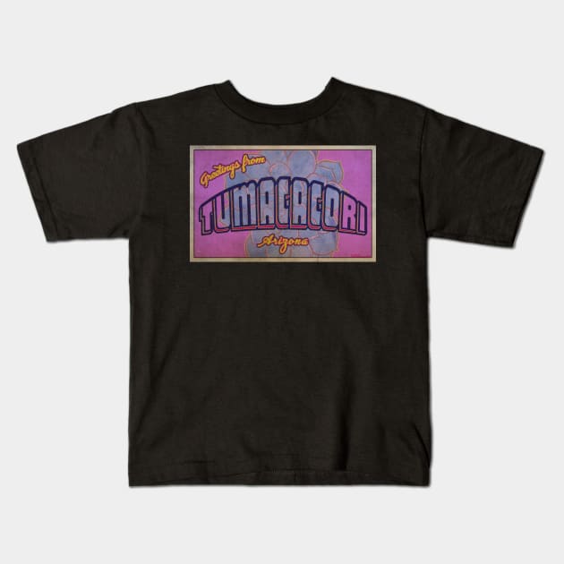 Greetings from Tumacacori, Arizona Kids T-Shirt by Nuttshaw Studios